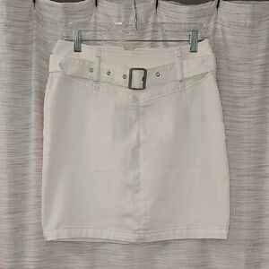 Free People Cream Mini Skirt with Buckle Size 12
